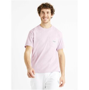Světle fialové pánské tričko s kapsičkou Celio Depogo