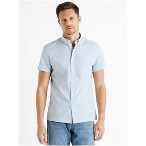 Světle modrá pánská slim fit košile s krátkým rukávem Celio Caopmc