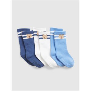 Sada tří párů klučičích ponožek v modré a bílé barvě GAP