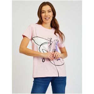 Růžové dámské tričko s potiskem SAM73 Musca