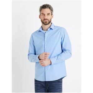 Modrá pánská pruhovaná košile Celio Varegumoti
