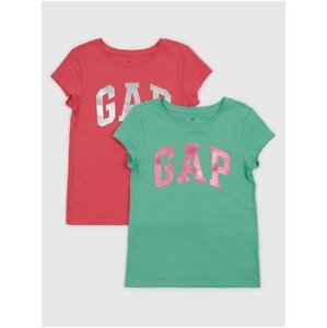 Sada dvou holčičích triček v zelené a červené barvě GAP
