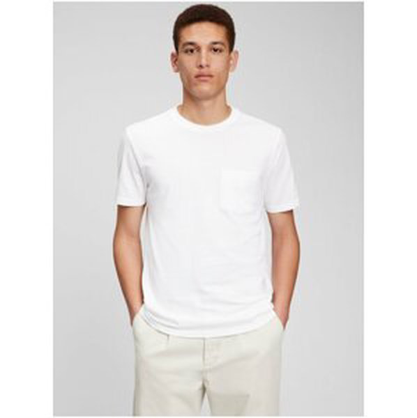 Bílé pánské basic tričko s kapsičkou GAP