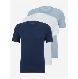 Sada tří pánských basic triček v tmavě modré, bílé a světle modré barvě Hugo Boss