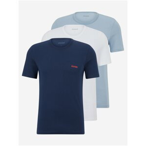 Sada tří pánských basic triček v tmavě modré, bílé a světle modré barvě Hugo Boss