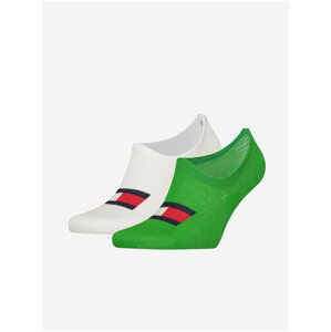 Sada dvou párů ponožek v bílé a zelené barvě Tommy Hilfiger