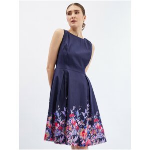 Tmavě modré dámské květované šaty ORSAY