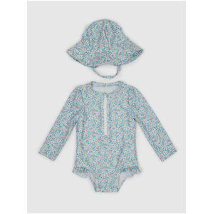Dívky - Baby plavky s kloboukem Modrá