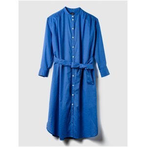 Modré dámské šaty Midi šaty s příměsí lnu GAP