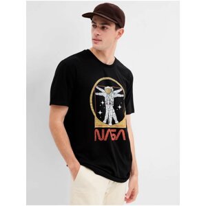 Černé pánské tričko s potiskem GAP & NASA