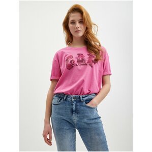 Růžové dámské tričko logem GAP