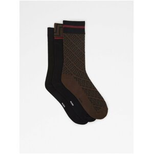 Sada tří párů pánských ponožek v černé a hnědé barvě ALDO Lebaillif