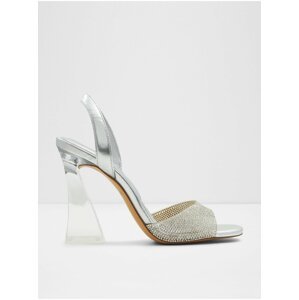 Stříbrné dámské sandály na vysokém podpatku ALDO Gienna