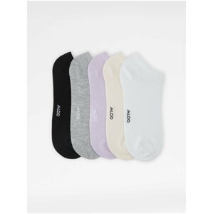 Sada pěti párů dámských ponožek v černé, šedé, světle fialové, krémové a bílé barvě ALDO Albaennon