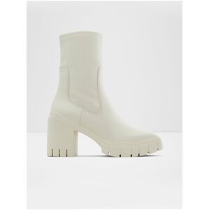Bílé dámské kotníkové boty na podpatku ALDO Upstage