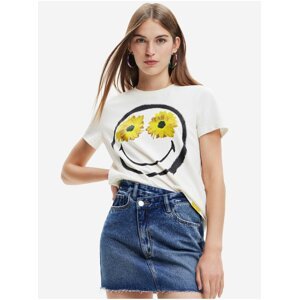 Bílé dámské tričko Desigual Margarita Smiley