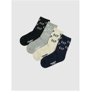 Sada čtyř párů dětských ponožek v černé, šedé, béžové a tmavě modré barvě GAP