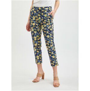 Žluto-modré dámské zkrácené květované kalhoty ORSAY