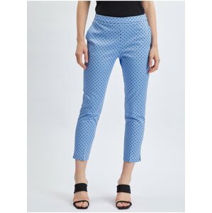 Modré dámské tříčtvrteční puntíkované kalhoty ORSAY