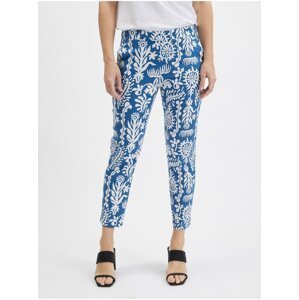 Bílo-modré dámské vzorované kalhoty ORSAY