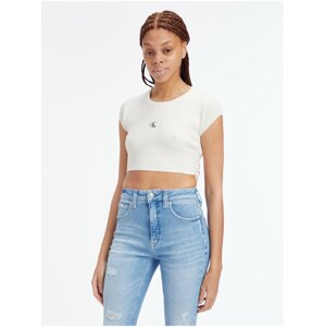 Bílé dámské crop top tričko Calvin Klein Jeans