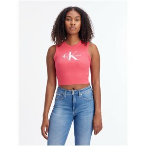 Tmavě růžové dámské crop top tílko Calvin Klein Jeans