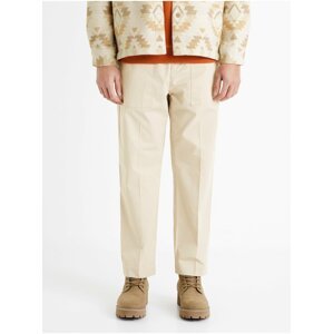 Krémové pánské bavlněné kalhoty Celio Donathan