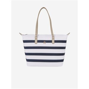 Modro-bílá dámská pruhovaná kabelka Tommy Hilfiger Poppy Tote Corp Stripes