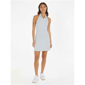 Světle modré dámské šaty Tommy Jeans TJW Zip Thru Polo Dress