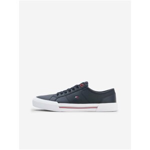 Tmavě modré pánské kožené tenisky Tommy Hilfiger Core Corporate Vulc Leather