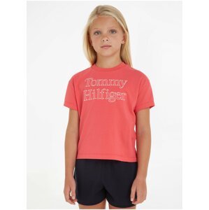 Tmavě růžové holčičí tričko Tommy Hilfiger