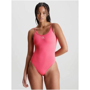 Tmavě růžové dámské jednodílné plavky Calvin Klein Underwear Monogram-scoop Back One Piece