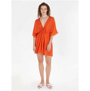 Oranžové dámské šaty Tommy Hilfiger Cover Up Short Dress SS