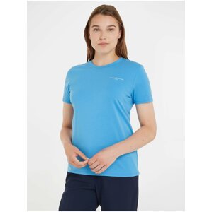 Modré dámské tričko Tommy Hilfiger 1985 Reg Mini Corp Logo