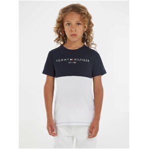 Sada klučičího trička a kraťasů v bílé a tmavě modré barvě Tommy Hilfiger Essential Colorblock Short Set