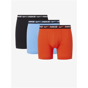 Sada tří pánských boxerek v černé, světle modré a oranžové barvě Nike