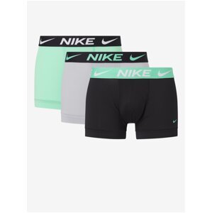 Sada tří pánských boxerek v černé, šedé a světle zelené barvě Nike