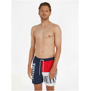 Tmavě modro-červené pánské plavky Tommy Hilfiger Underwear Medium Drawstring Colorblock