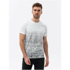 Černo-bílé pánské vzorované tričko Ombre Clothing
