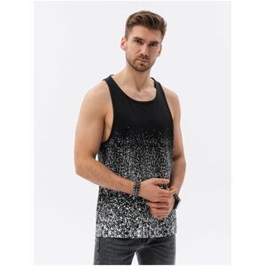 Bílo-černé pánské vzorované tílko Ombre Clothing