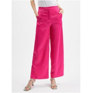 Růžové dámské široké zkrácené kalhoty ORSAY
