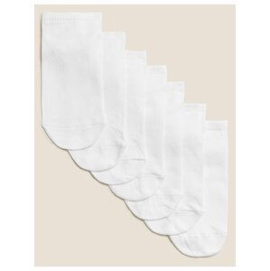 Sada sedmi párů dětských nízkých ponožek v bílé barvě Marks & Spencer
