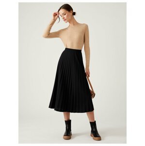 Žerzejová plisovaná midaxi sukně Marks & Spencer černá