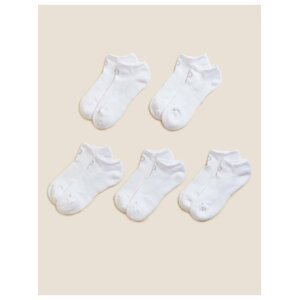 Sada pěti párů dámských sportovních ponožek v bílé barvě Marks & Spencer Trainer Liners™