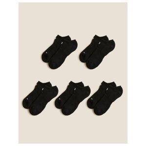 Sada pěti párů dámských sportovních ponožek v černé barvě Marks & Spencer Trainer Liners™