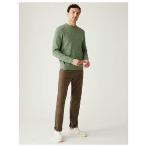 Texturovaný svetr ze směsi bavlny s kulatým výstřihem Marks & Spencer zelená