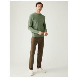 Texturovaný svetr ze směsi bavlny s kulatým výstřihem Marks & Spencer zelená