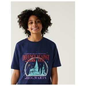 Tričko z čisté bavlny s motivem černé magie Harry Potter™ (6–16 let) Marks & Spencer námořnická modrá