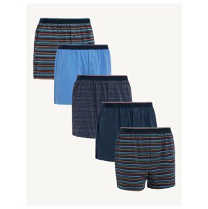 Žerzejové boxerky z čisté bavlny s technologií Cool & Fresh™, 5 ks Marks & Spencer námořnická modrá