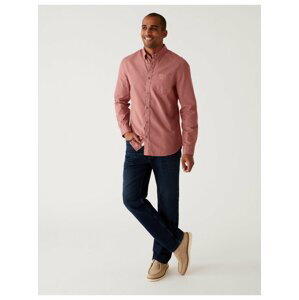 Barvená košile Oxford z čisté bavlny Marks & Spencer růžová